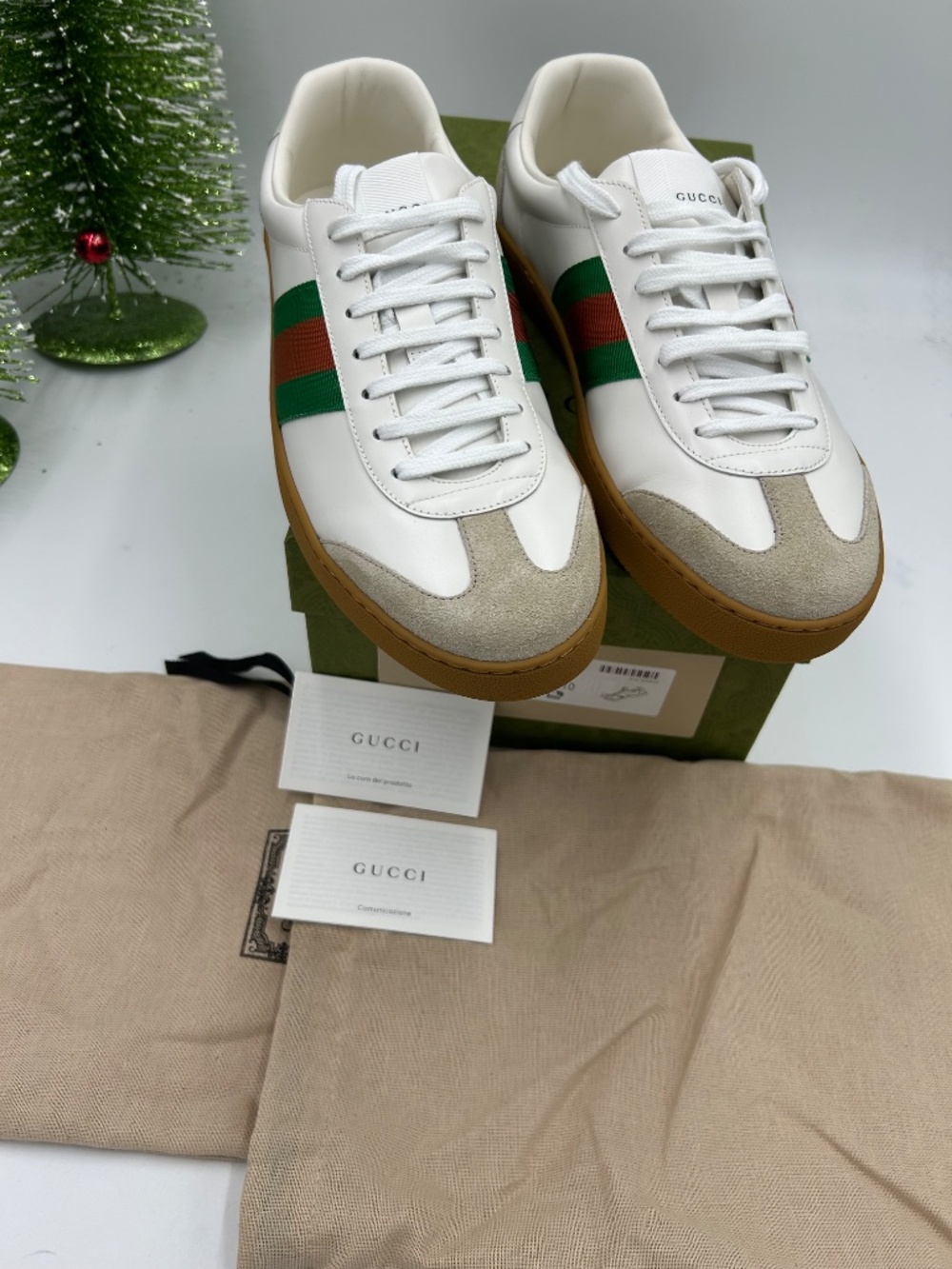 Men’s Gucci G 74 Leather/Suede Web Stripe Sneakers. Size 10. Made in Italy. - Picture 4 of 11